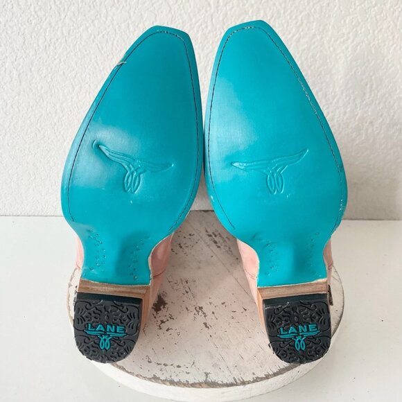 Lane LEXINGTON Womens Pink Cowboy Boots 8 Western Cowgirl Mid Calf Pointed Toe - Picture 8 of 11